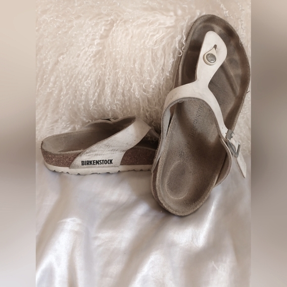 Birkenstock Gizeh Birko-Flor White Leather Sz 39 - Picture 4 of 10